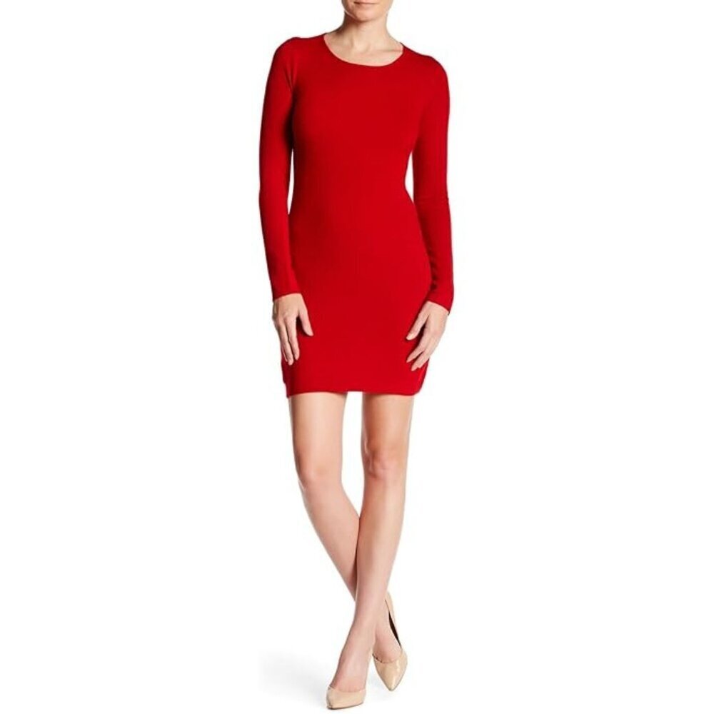 Theory Red Cashmere Long Sleeve Mini Dress Size Small 26997